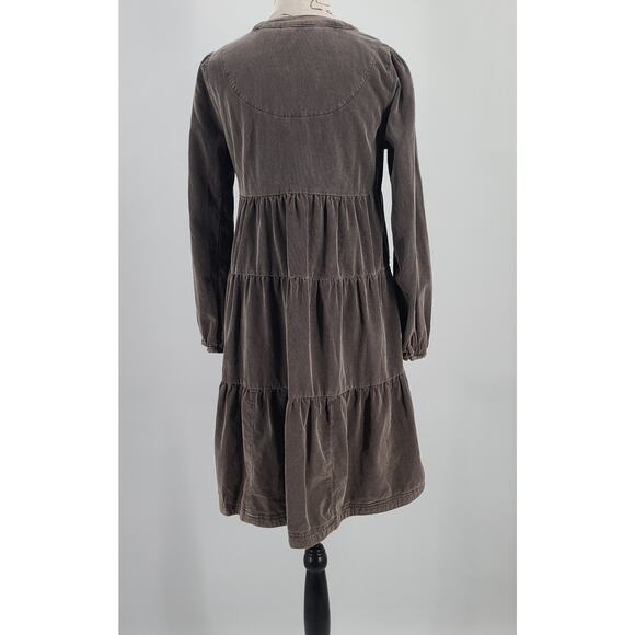 Pilcro Anthropologie Corduroy Tiered Laney Mini Dress brown Size XS Boho - Picture 3 of 11